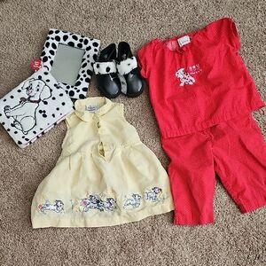 Kids Matching Set with Dalmatian Print - Red and Yellow